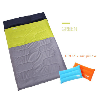 Camping Sleeping Bag Attach Inflatable Pillow,2 Person Envelope Lightweight Backpacking Bag for hik