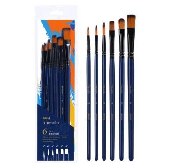 Deli C277 Watercolor Brush Set 6pcs/pack [79C277]