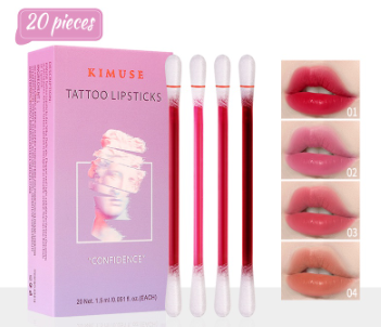 KIMUSE Tattoo Waterproof Lipstick Sweatproof Kissproof Lipgloss Long Lasting Lip Makeup Cotton Swab Lipstick