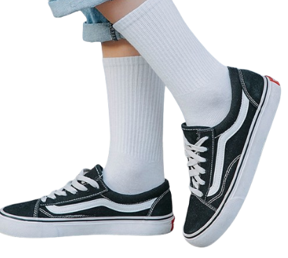 Lovito Casual Plain Soft Breathable Moisture wicking Crew Socks for Women L8LD090 (Black/White)