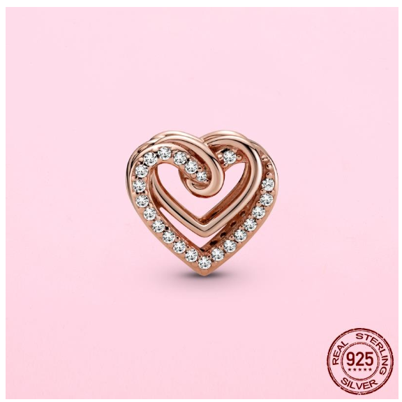 925 Sterling Silver Flamingo Leaf Rose Flower Charm CZ Luxury Pandora Pendant Fit Pandora Bracelet Necklace For Women DIY Making S20