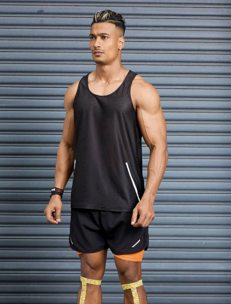 Men's Summer Casual Sporty Color Block Reflective Stripe Tank Top