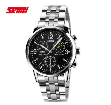 Skmei Men's Leather Stainless Steel Quartz Watch M3