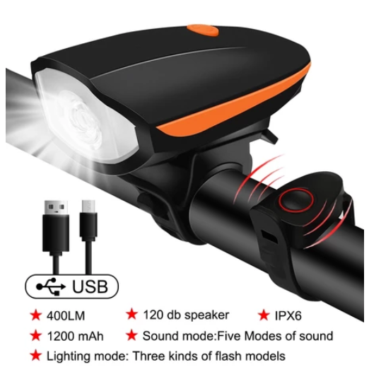 Multi-mode Bike Light with Horn Rechargeable Waterproof Night Light for Mountain Bike Flashlight BL4