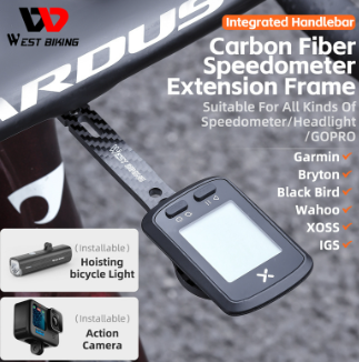 WEST BIKING Carbon Fiber Integrated Handle Speedometer Bracket Racing Bicycle Extension Frame Action Camera Base