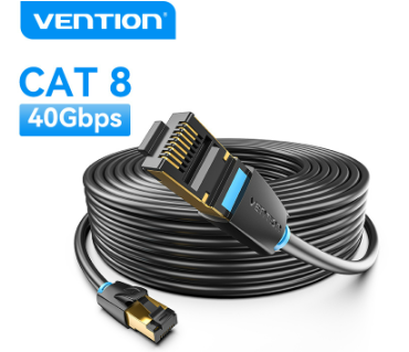 Vention Cat8 40Gbps Ethernet Vention Cat8 Ethernet Cable RJ45 Connector 40Gbps Speed 2000MHz Bandwidth High-Speed Networking Gaming LAN Cable Router Computer Networking Hardware Data Transmission High