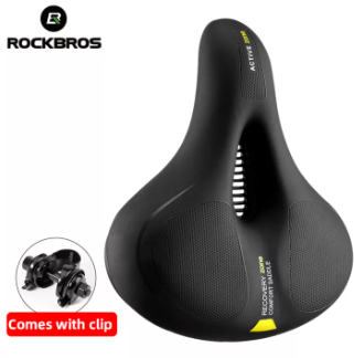 ROCKBROS Bike Saddle Seat Shockproof Waterproof PU leather MTB Seat Comfortable Elasic Sponge Road Bicycle Cushion With Reflective Strap