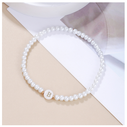 26 Letter Pearl Bracelet for Women Men Fashion Handmade Elastic Friendship Wristband Gift Jewelry B