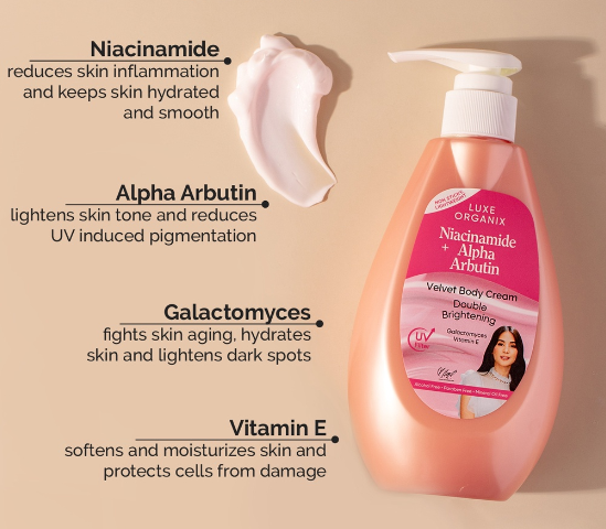 Luxe Organix Niacinamide + Alpha Arbutin Velvet Body Cream 400ML