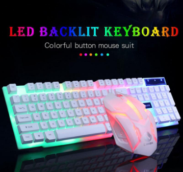 Keyboard set 104 keys Rainbow Gaming USB Wired Keyboard Colorful button Mouse suit LED Backlit