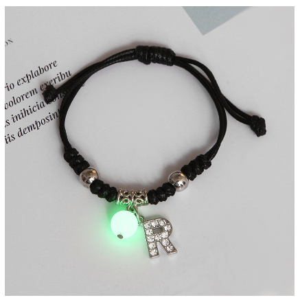 Luminous Couple Bracelet 26 English Letters Crystal Friendship Bracelet Women Men Jewelry Glow in the Dark R
