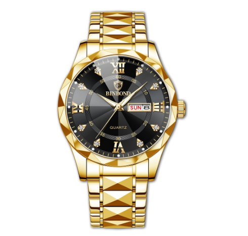 Binbond Original Men's Luxury Stainless Steel Waterproof Fashion Business Watch Luminous Dual Calendar Quartz Wrist Watch M4