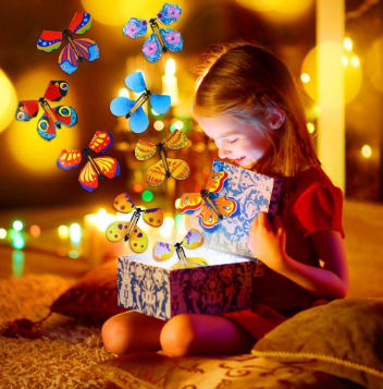 Kids Christmas Toys Magic Wind Up Flying Butterfly in the Book Birthday Cards Creativity Magic Toys Surprise Gifts