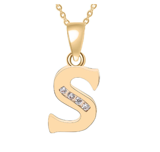 Couple Jewelry Fashion Gift Gold Color Cubic Zirconia A-Z Letter Copper Women Chain Pendant Initial S