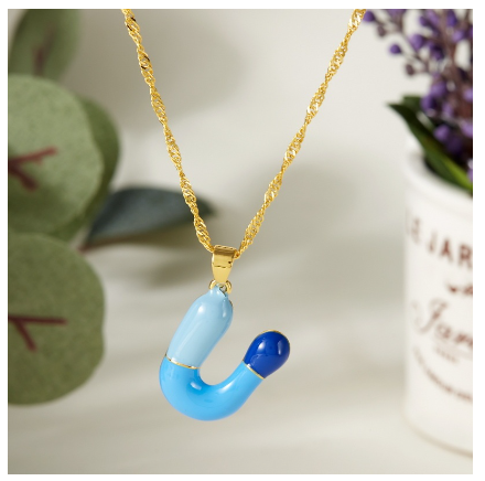 Dropping Oil 26 English Letter Pendant Necklace Fashion Colorful Letter Necklace Men's and Women's Jewelry
