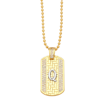 Luxury 18K Gold Plated Stainless Steel Ball Bead Chain 26 Letter Necklace Capital Initial Letter Name Pendant Nameplate Necklace Women Q