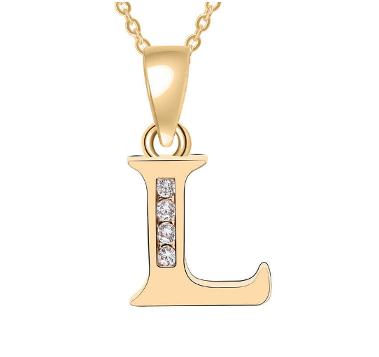 Couple Jewelry Fashion Gift Gold Color Cubic Zirconia A-Z Letter Copper Women Chain Pendant Initial L