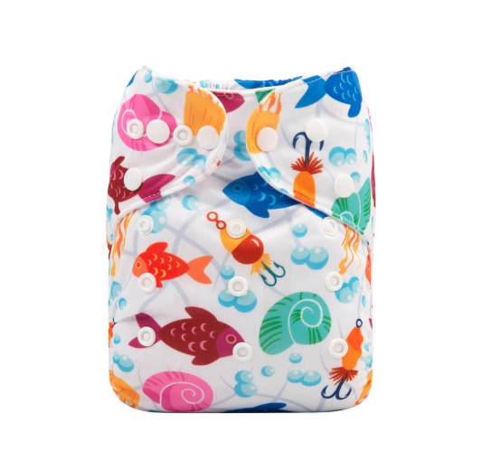 Alva Baby Cloth Diapers 1Set With Bamboo Charcoal Insert Printed Washable Diapers Cloth Diaper Pocket Nappy D25