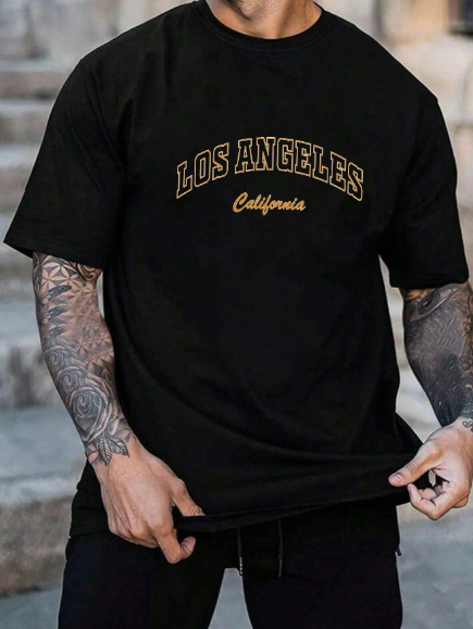 Manfinity Homme Men T-Shirts Fit Crew Neck Short Sleeve Slogan Tee Back To School Clothes