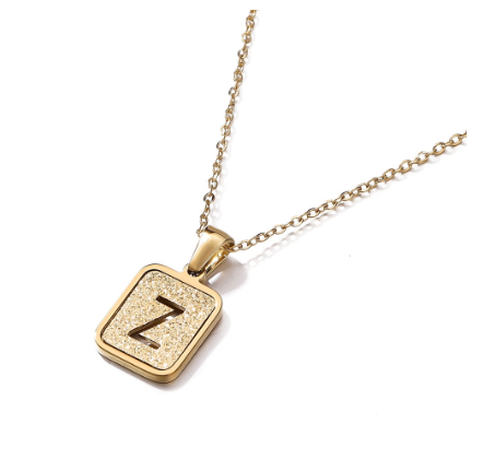 St. Kunkka 316L Stainless Steel Hollow A-Z Letter Pendant Necklace for Gift and Birthday Gift  Z