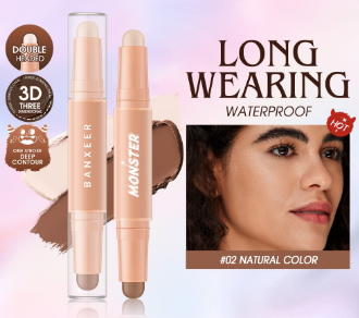 BANXEER Contour Stick 3D Highlighter & Contour Dual-Use Creamy Face Makeup Waterproof Long Lasting Smoothly