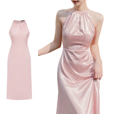 Lovito Women Pleated Dress L67AD083 (Pink)