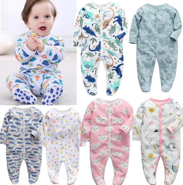 Baba Baby Bodysuit Romper Newborn Cotton Pajama Frogsuit Sleepwear Onesie Baby Girl Boy Clothes