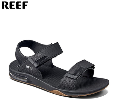 Reef Mens Fanning Baja Black Sliver Sandals