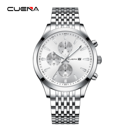 CUENA Original Men's Watches Fashion Brand Stainless Steel Gold Luxury Business Casual Water Resistant Quartz Analog 6053 M3