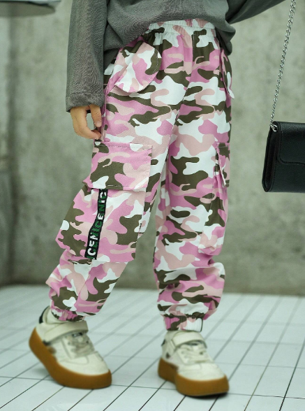 1pc Girls Camouflage Pattern Multi-Pocket Cargo Pants, Fashionable Casual Summer Trousers