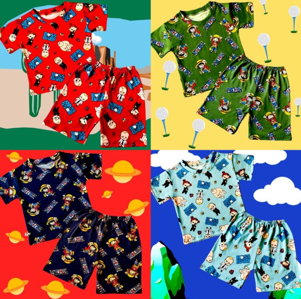 New Kids T-shirt Terno Short Set 4-6yrs Old Baby Girl & Boy Children Clothing Random Color & Prints