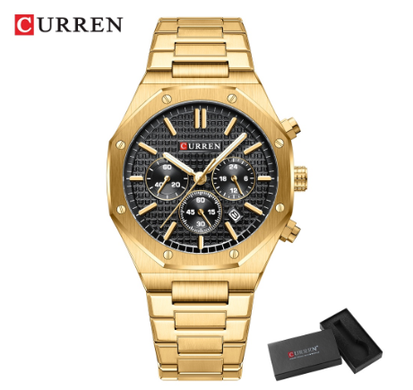 CURREN New Men's Fashion Luxury Multifunctional Pointer Glow Stainless Steel Waterproof Chronograph Casual Sports Quartz Watch M4
