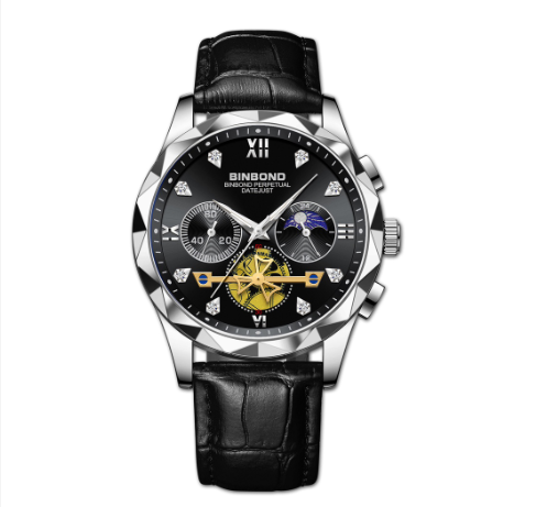 Binbond Original Luxury Watch Multi-Function Quartz Watch All-Match Trendy Watch Fashion Casual Trendy Male Tungsten Steel Color WristWATCH 4