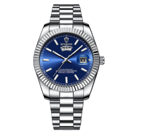 Binbond Watch Men Steel Band Waterproof Casual Classic Dual Calendar Luminous Men's Watch Simple Atmospheric Men's Watch M5