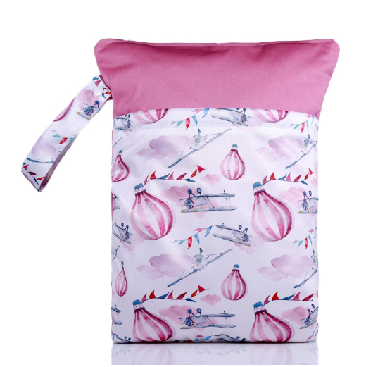 Reusable Waterproof Pattern Double Pocket Diaper Wet Bag DWB8