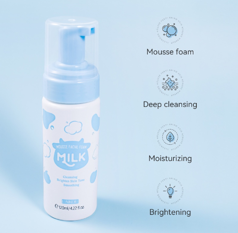 LAIKOU Milk Mousse Cleansing Foam Brightening Cleanser Cleansing Pores Face Wash 120ML