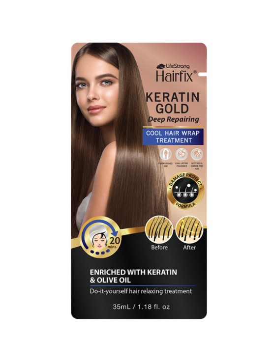 Hairfix Keratin Gold Deep Repairing Cool Hair Wrap Treatment 35ML