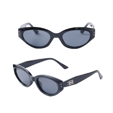 Lovito Women Casual Plain Basic Cat Eye Sunglasses L63AD257 (Black)
