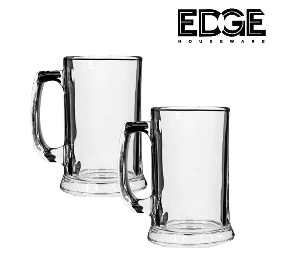Edge 420ml Beer Mugs Set of 2 With Handle Large Capacity