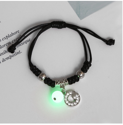 Luminous Couple Bracelet 26 English Letters Crystal Friendship Bracelet Women Men Jewelry Glow in the Dark G