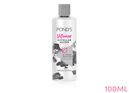Pond's Vitamin Micellar Water Detoxing Charcoal with 5 Vitamins and Charcoal for a Clean Glow 100ml