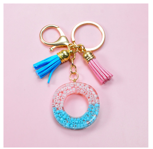 A-Z 26 Letter Silicone Beads Filling Keychain Candy Color Name Initial Resin Keyring DIY Accessories Women Bag Ornaments O