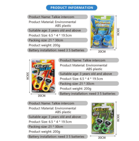 Wireless Kids Child 50m Range Walkie Talkie Radio Interphone Two Way Radio