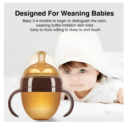 Dr. Isla BYP09 Silicone Baby Milk Bottle Feeding Anti-Flatulence Simulated Breast With Straw