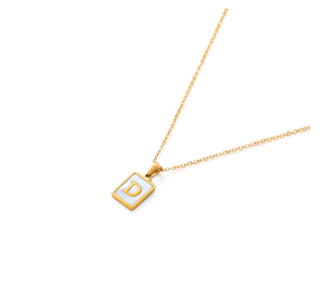 St.kunkka Stainless Steel Gold Letter Pendant Necklace Ladies A-Z Letter Necklace for Gift D