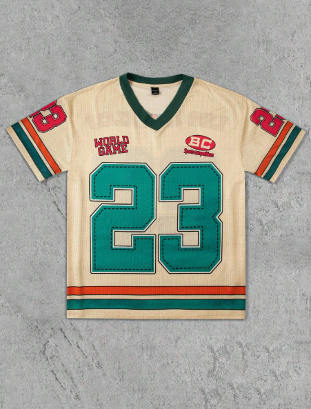 Manfinity Sporsity Plus Size Men's Summer Digital Print V-Neck Short Sleeve Casual Loose T-Shirt