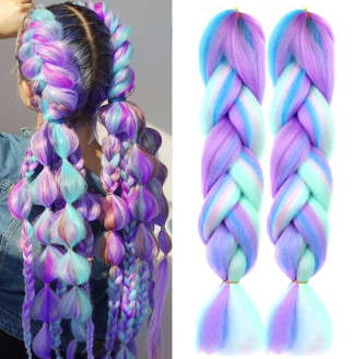 New Fanshion 24" Synthetic Jumbo Braid Hair Extension African Braiding Attachment for Twist Box Dread Braids Blend Ombre Candy Color