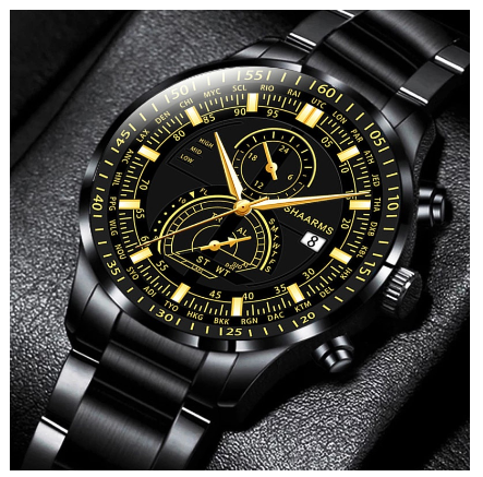Men's Quartz Business Wacthes Stainless Steel Waterproof Sport Date Watch Men Relo Ng Kalalakihan Wristwatch GOLD BLACK