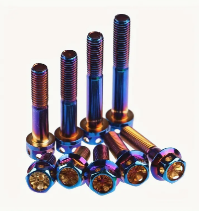 Modified Motorcycle Burning Titanium Hexagonal Flange Screw Bolt M6*35 Stainless Steel Screw Electroplating