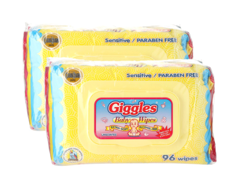 Giggles Baby Wipes Unscented 96s 2 Packs